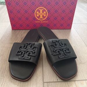 Tory Burch Black Leather Slides
